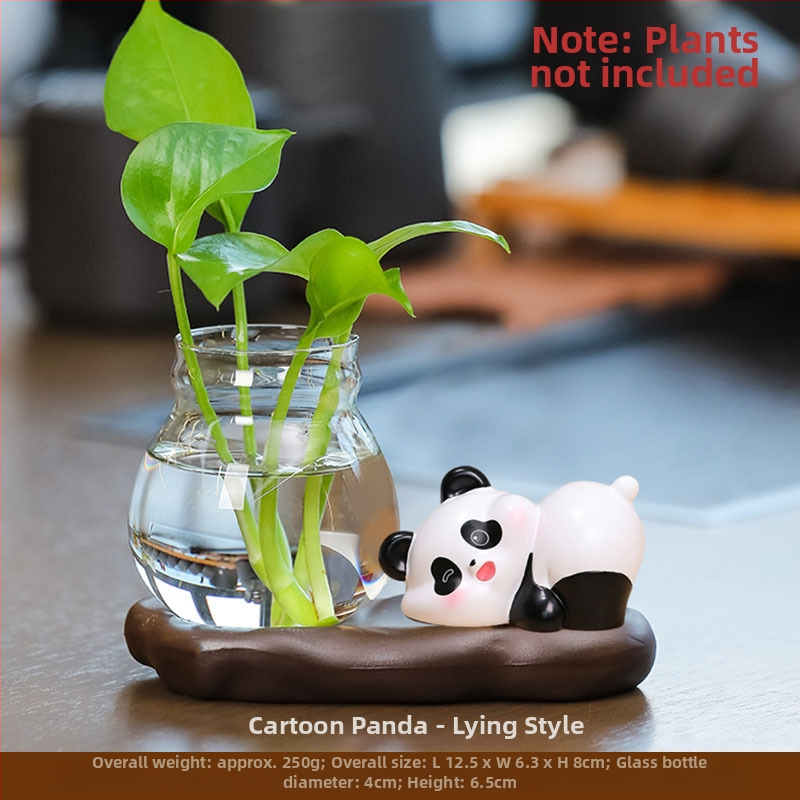 Panda hydroponická váza – stolová ozdoba, živica, kreslený štýl, moderný minimalistický vzhľad, Smart Forest
