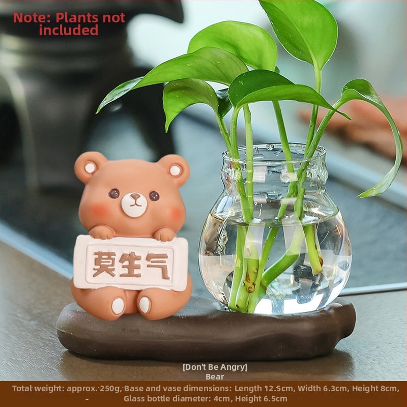 Panda hydroponická váza – stolová ozdoba, živica, kreslený štýl, moderný minimalistický vzhľad, Smart Forest