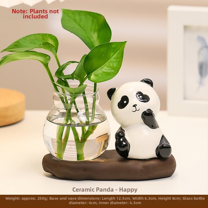 Panda hydroponická váza – stolová ozdoba, živica, kreslený štýl, moderný minimalistický vzhľad, Smart Forest