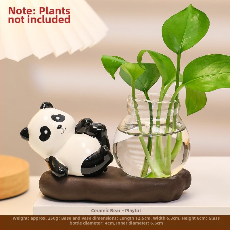 Panda hydroponická váza – stolová ozdoba, živica, kreslený štýl, moderný minimalistický vzhľad, Smart Forest