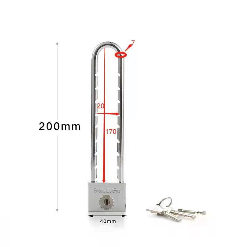 Domáci visací zámok s predĺženým U-tvarovým čapom, nerezová oceľ, model Type C, SiXCYCLE
