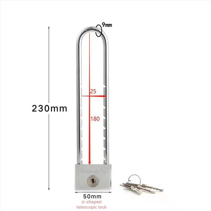 Domáci visací zámok s predĺženým U-tvarovým čapom, nerezová oceľ, model Type C, SiXCYCLE