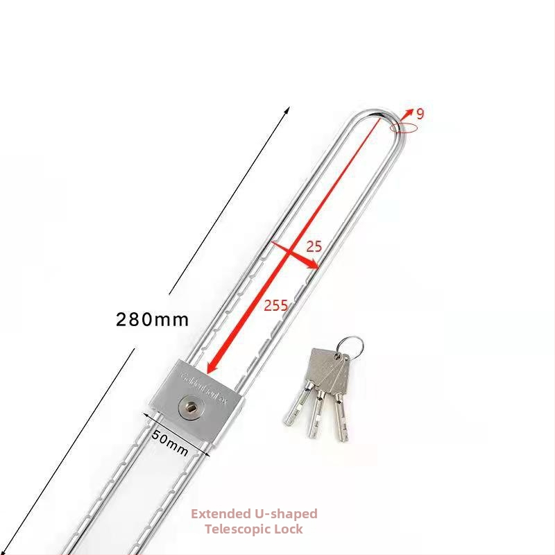 Domáci visací zámok s predĺženým U-tvarovým čapom, nerezová oceľ, model Type C, SiXCYCLE