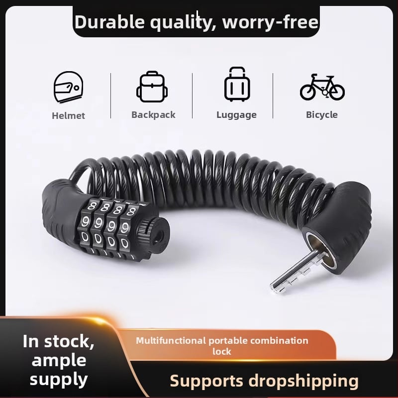 Cyklistický zámok s heslom, prenosný mini reťazový zámok proti krádeži, minimalistický dizajn