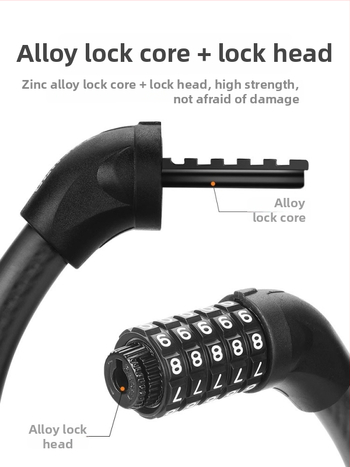 Tosuod zámok na bicykel s 5-ciferným kódom, kovový kruhový zámok, prenosný