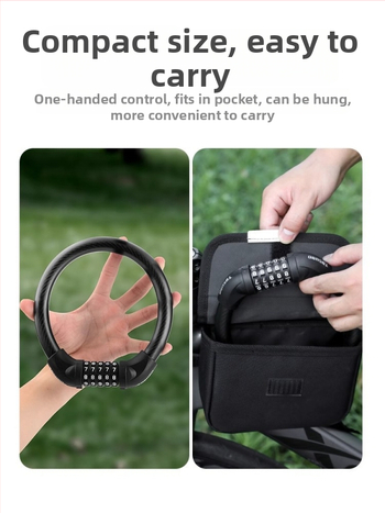 Tosuod zámok na bicykel s 5-ciferným kódom, kovový kruhový zámok, prenosný