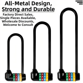 Dlhá U-štýlová zámka s kódom pre bicykle a skrinky, model 206 Long Beam Series, materiál: nerezová oceľ a kovová zliatina, hmotnosť 250 g