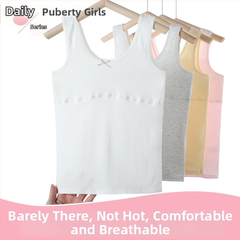 Dievčenská bavlnená tréningová podprsenka v vest štýle, plný košík, tenké formované košíky, pevné dvojité ramienka, priedušná a pot odvádza, podšívka bavlna 90–95%