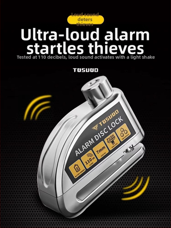 TOSUOD zámok na kotúč s alarmom pre motocykle a bicykle (Materiál: zliatina ocele; Značka: TOSUOD; Vhodné pre: motocykle a bicykle)