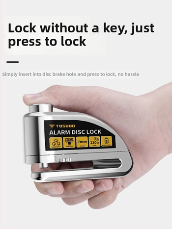 TOSUOD zámok na kotúč s alarmom pre motocykle a bicykle (Materiál: zliatina ocele; Značka: TOSUOD; Vhodné pre: motocykle a bicykle)