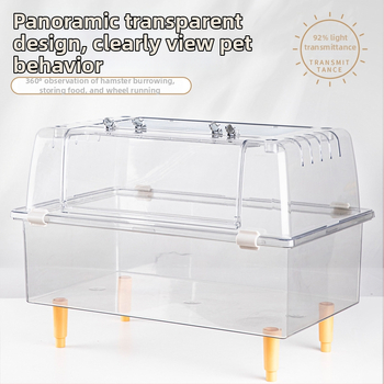 Klietka pre škrečka – priehľadná, luxusná, obdĺžniková plastová klietka s moderným štýlom (Materiál: plast; Tvar: obdĺžnikový; Štýl: moderný; Určené pre: škrečka; Ľahko sa čistí)