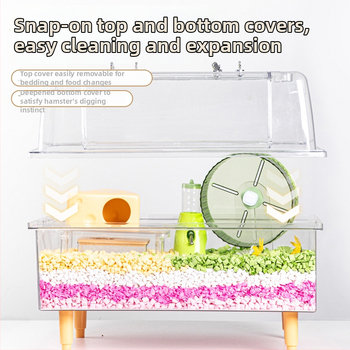 Klietka pre škrečka – priehľadná, luxusná, obdĺžniková plastová klietka s moderným štýlom (Materiál: plast; Tvar: obdĺžnikový; Štýl: moderný; Určené pre: škrečka; Ľahko sa čistí)