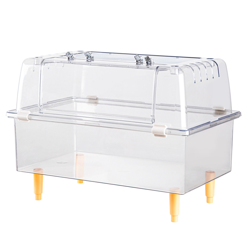 Klietka pre škrečka – priehľadná, luxusná, obdĺžniková plastová klietka s moderným štýlom (Materiál: plast; Tvar: obdĺžnikový; Štýl: moderný; Určené pre: škrečka; Ľahko sa čistí)