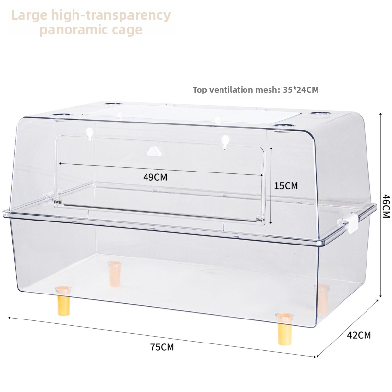Klietka pre škrečka – priehľadná, luxusná, obdĺžniková plastová klietka s moderným štýlom (Materiál: plast; Tvar: obdĺžnikový; Štýl: moderný; Určené pre: škrečka; Ľahko sa čistí)