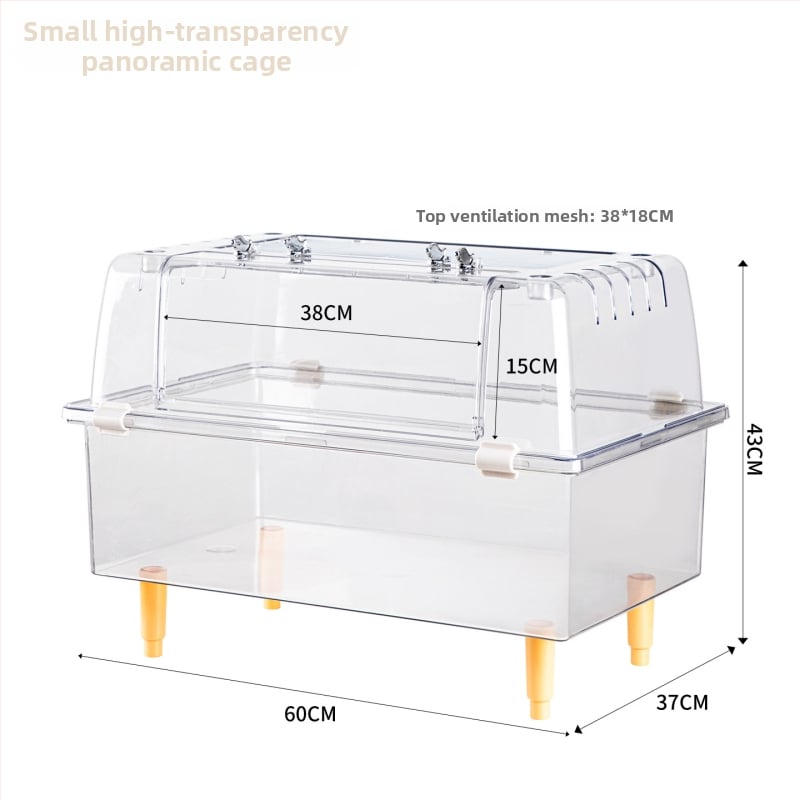 Klietka pre škrečka – priehľadná, luxusná, obdĺžniková plastová klietka s moderným štýlom (Materiál: plast; Tvar: obdĺžnikový; Štýl: moderný; Určené pre: škrečka; Ľahko sa čistí)