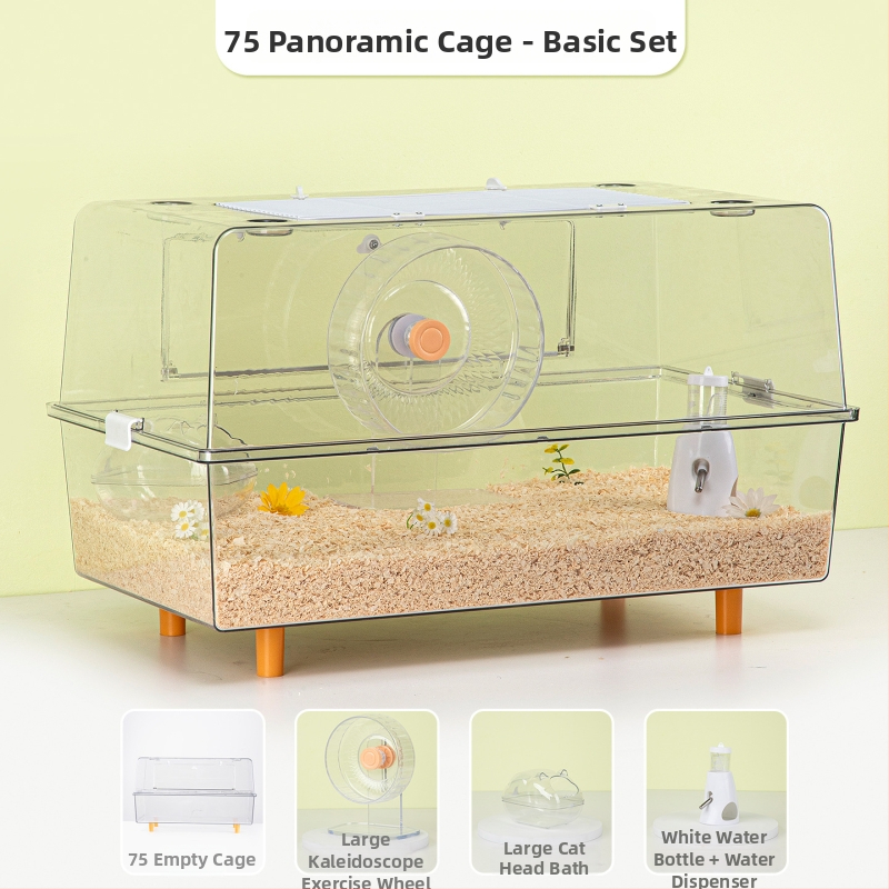 Klietka pre škrečka – priehľadná, luxusná, obdĺžniková plastová klietka s moderným štýlom (Materiál: plast; Tvar: obdĺžnikový; Štýl: moderný; Určené pre: škrečka; Ľahko sa čistí)