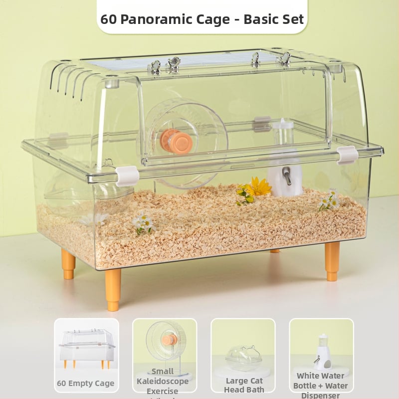 Klietka pre škrečka – priehľadná, luxusná, obdĺžniková plastová klietka s moderným štýlom (Materiál: plast; Tvar: obdĺžnikový; Štýl: moderný; Určené pre: škrečka; Ľahko sa čistí)