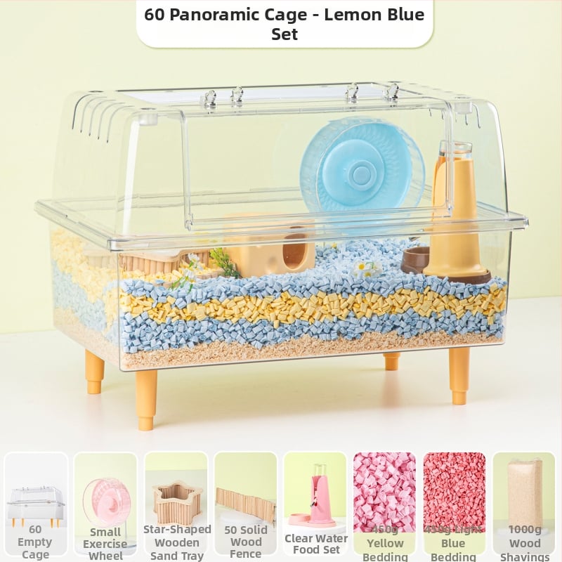 Klietka pre škrečka – priehľadná, luxusná, obdĺžniková plastová klietka s moderným štýlom (Materiál: plast; Tvar: obdĺžnikový; Štýl: moderný; Určené pre: škrečka; Ľahko sa čistí)