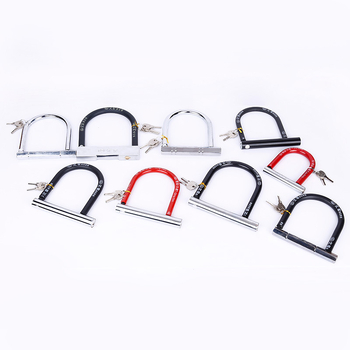 U-oblúk zámok pre elektrické vozidlá, bicykle a motocykle, zliatinová oceľ s chrómovaným povrchom, model 006, rozšírený a posilnený