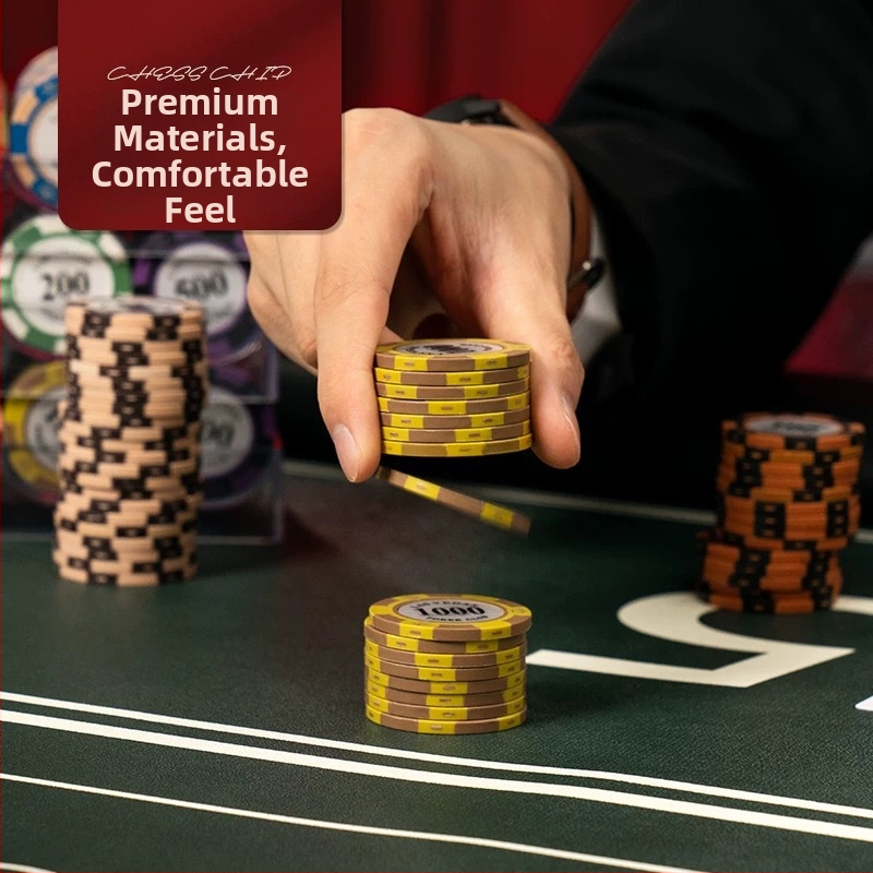 Akrilo pokerio žetonų rinkinys – keli nominalai pokerio salei/klubui (Texas Hold’em, Mahjong)