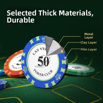 Akrila pokera žetonu komplekts ar vairāku nominālo vērtību Mahjong un Texas Hold'em telpām