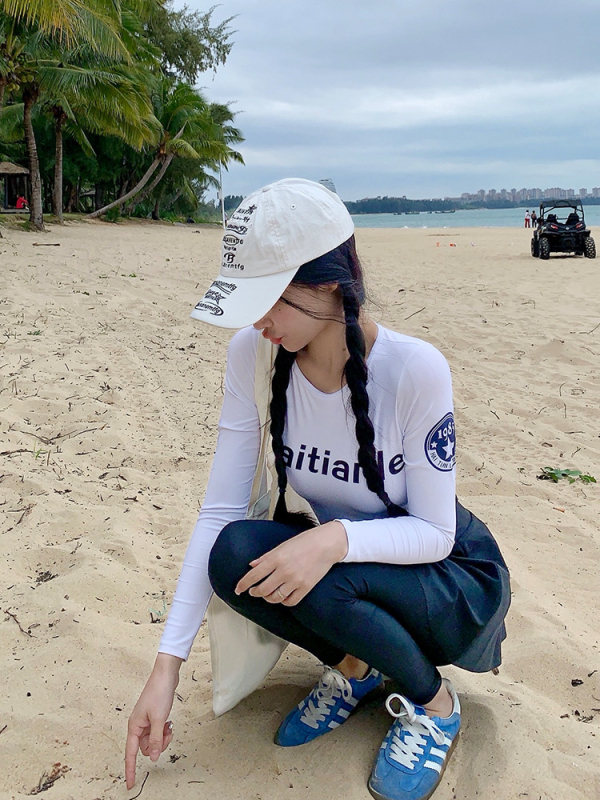 Moterų povandeninio nardymo maudymosi kostiumėlis su sijonėliu ir ilgomis kelnėmis, ilgos rankovės, UV apsauga, bambuso pluoštas, greitai džiūsta, vienos spalvos, visais sezonams