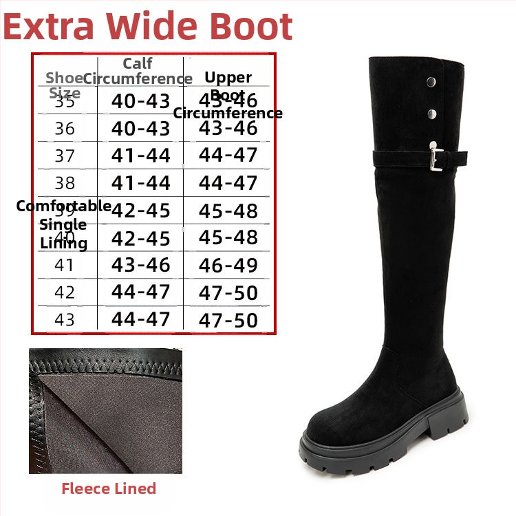 Dámske jazdecké čižmy nad kolená, semišový vršok, gumová podrážka, bočný zips, stredný podpätok 3–5 cm, podšívka z umelej kožušiny