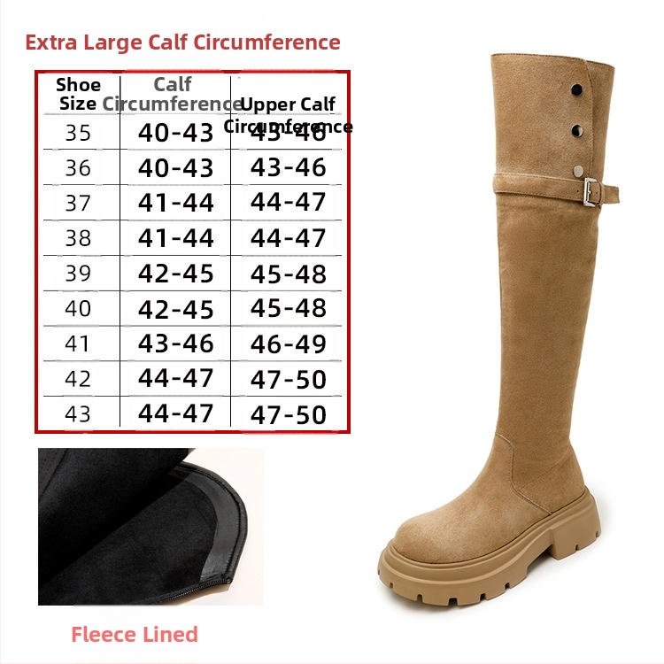 Dámske jazdecké čižmy nad kolená, semišový vršok, gumová podrážka, bočný zips, stredný podpätok 3–5 cm, podšívka z umelej kožušiny