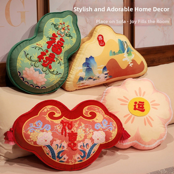 Vankúš s plyšovým poťahom a výplňou PP bavlna, prispôsobiteľné spracovanie, vyšívanie, strapce a tlač, Nový čínsky štýl