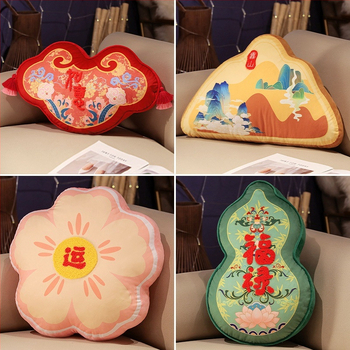 Vankúš s plyšovým poťahom a výplňou PP bavlna, prispôsobiteľné spracovanie, vyšívanie, strapce a tlač, Nový čínsky štýl