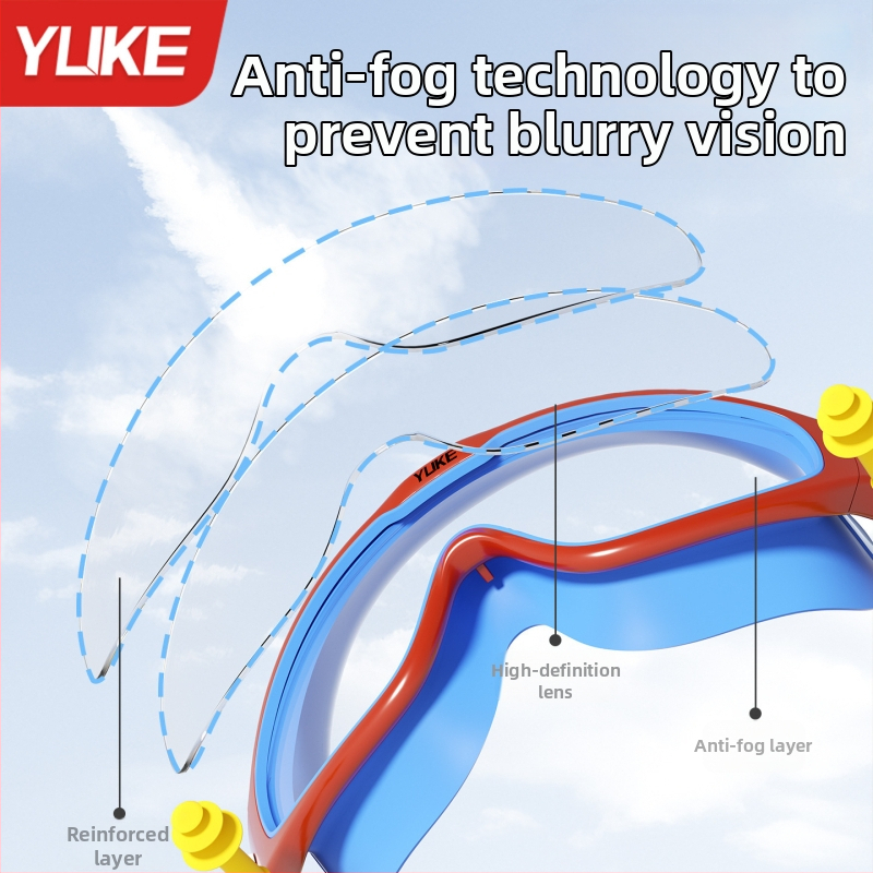 Detské plavecké okuliare s anti-fog ochranou, vodeodolné, HD šošovky z polykarbonátu, s veľkým rámom