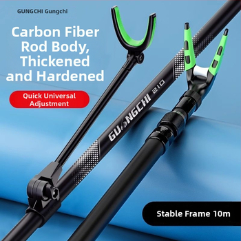 Teleskopická karbónová tyč pre sieť na rybolov s rozšíriteľnou oporou a zadným vešiakom