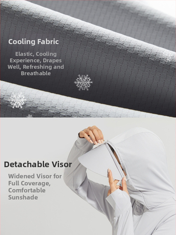 Unisex lauko vėjo striukė su nuimama gobtuvu, lengva, UPF50+ saulės apsauga, sintetinių pluoštų audinys