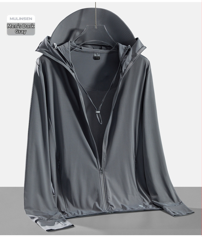 Unisex lauko vėjo striukė su nuimama gobtuvu, lengva, UPF50+ saulės apsauga, sintetinių pluoštų audinys