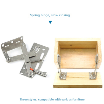 Szekrényajtó pánt büferrel, 45°-os billenő ajtóhoz, vasból, nikkelezett felülettel, fa ajtókhoz