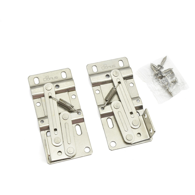 Pánt skrine s tlmičom, 45° výklopné dvere, železná konštrukcia, nikl povrch, pre drevené dvere