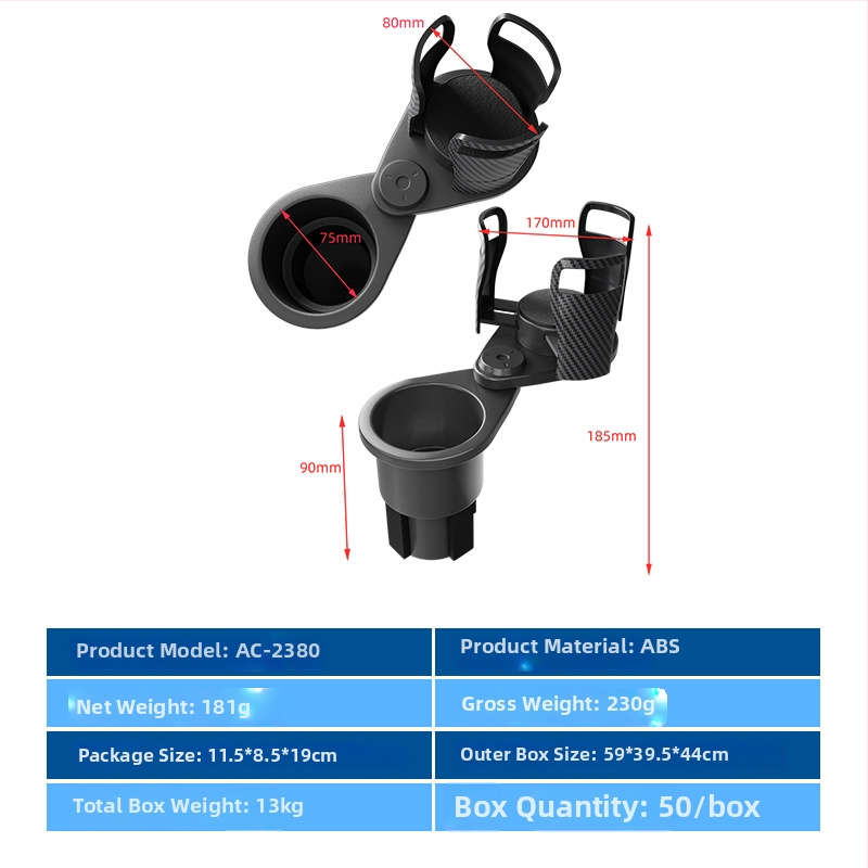 Автомобилен държач за чаши Carfu, ABS, модел AC-2388, подходящ за подлакътник и джоб на вратата