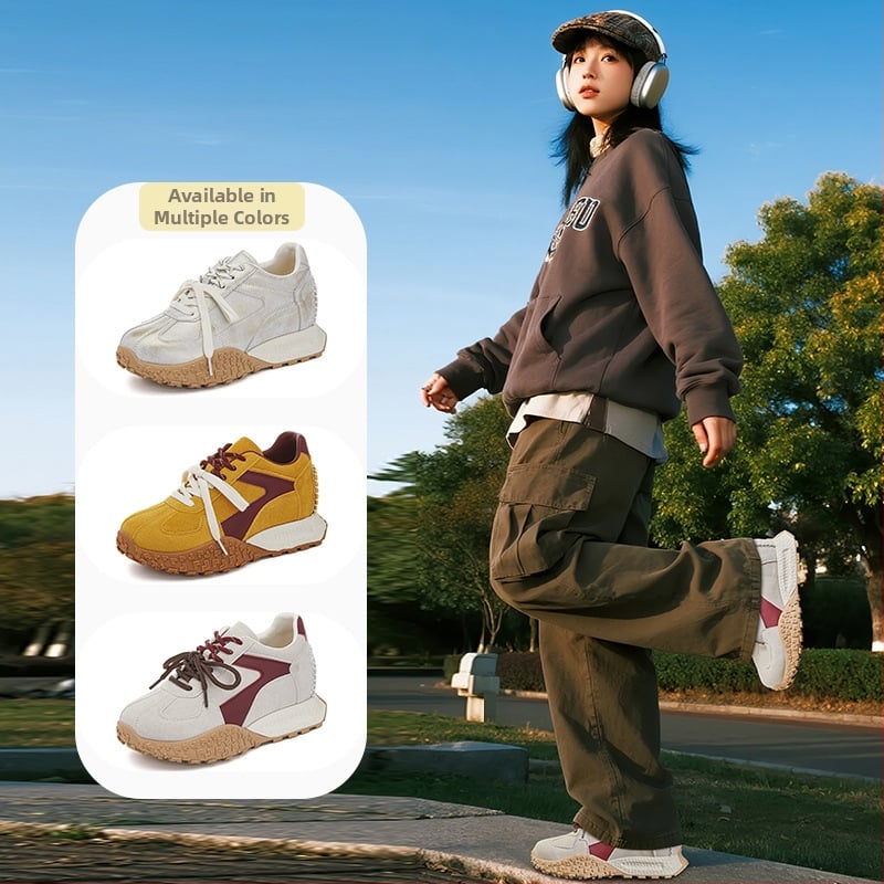 Μινγκλιου dad sneakers με ανύψωση 6 εκ, επάνω μέρος από συνθετικό δέρμα, κορδόνια μπροστά, σόλα από καουτσούκ, για γυναίκες