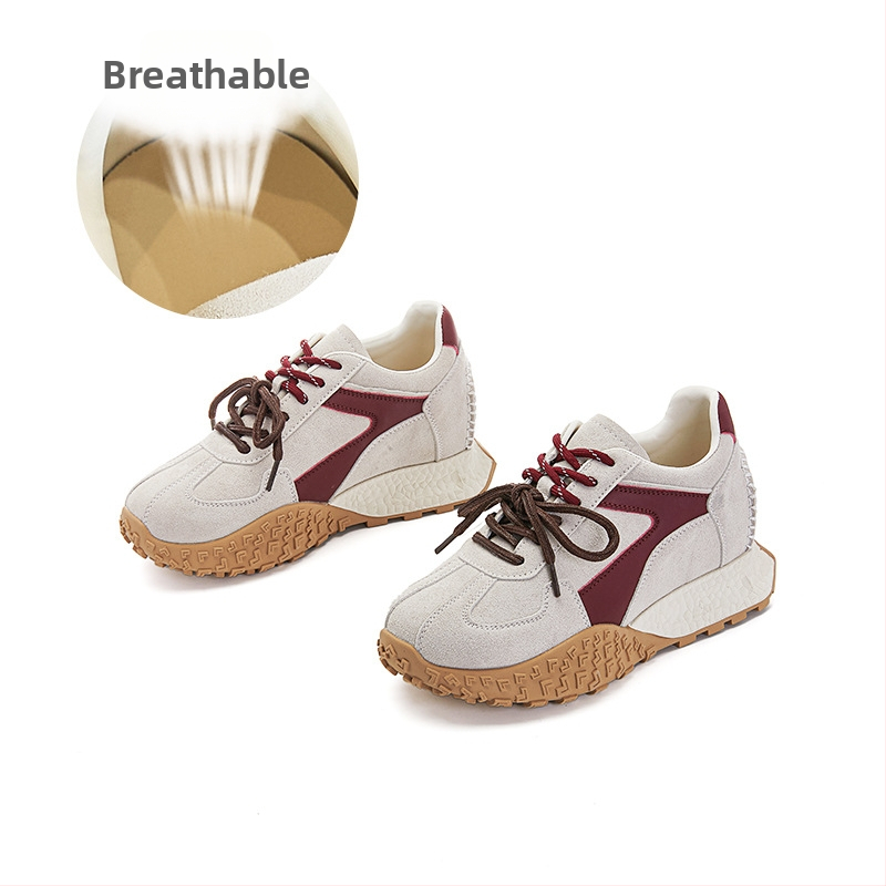 Μινγκλιου dad sneakers με ανύψωση 6 εκ, επάνω μέρος από συνθετικό δέρμα, κορδόνια μπροστά, σόλα από καουτσούκ, για γυναίκες