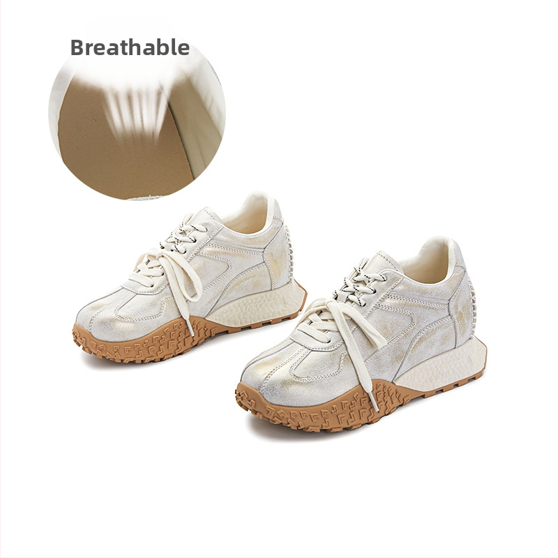 Μινγκλιου dad sneakers με ανύψωση 6 εκ, επάνω μέρος από συνθετικό δέρμα, κορδόνια μπροστά, σόλα από καουτσούκ, για γυναίκες