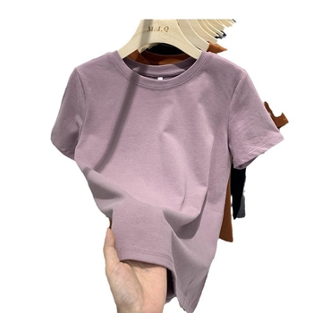 Ženski pamuk T-shirt slim-fit, kratka rukava, okrugli izrez