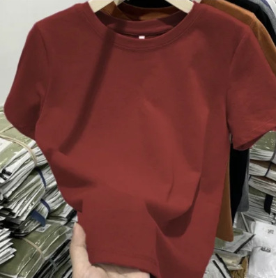Ženski pamuk T-shirt slim-fit, kratka rukava, okrugli izrez
