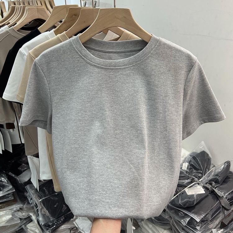 Ženski pamuk T-shirt slim-fit, kratka rukava, okrugli izrez