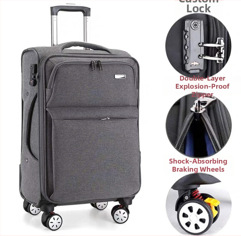 Oxford auduma ceļojumu čemods ar universālajiem riteņiem, ūdensizturīgs, pret zādzībām, atvērums ar rāvējslēdzēju