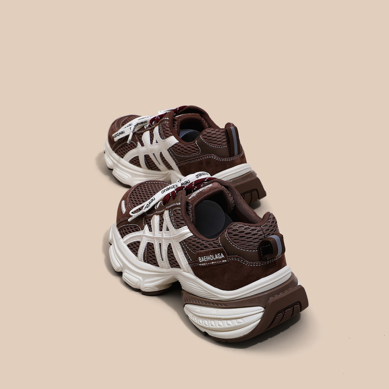 Γυναικεία ρετρό παπούτσια με φαρδιά σόλα, αυξάνουν το ύψος, διαπνέονται, επάνω: συνθετικό δέρμα + ύφασμα, μπροστινό κλείσιμο με κορδόνια, 3-5 cm ύψος τακουνιού