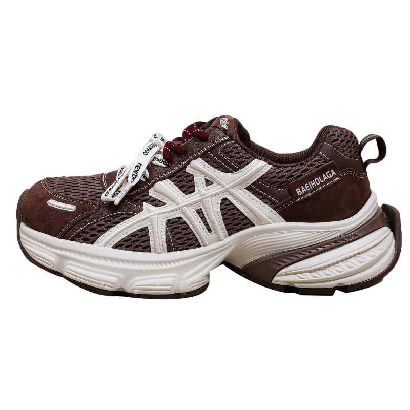 Γυναικεία ρετρό παπούτσια με φαρδιά σόλα, αυξάνουν το ύψος, διαπνέονται, επάνω: συνθετικό δέρμα + ύφασμα, μπροστινό κλείσιμο με κορδόνια, 3-5 cm ύψος τακουνιού