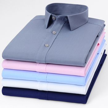 Muška košulja od bambusovih vlakana, dugi rukav, poslovni formalni stil, kvadratni ovratnik, s ušivenim logom