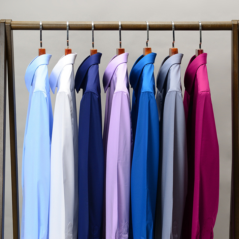 Muška košulja od bambusovih vlakana, dugi rukav, poslovni formalni stil, kvadratni ovratnik, s ušivenim logom