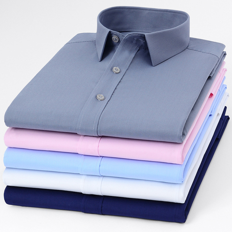 Muška košulja od bambusovih vlakana, dugi rukav, poslovni formalni stil, kvadratni ovratnik, s ušivenim logom