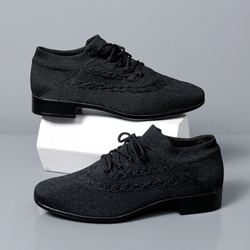 Pánske moderné tanečné topánky, priedušný sieťový vrchnok, ľahká stabilita, podrážka bežnej hrúbky
